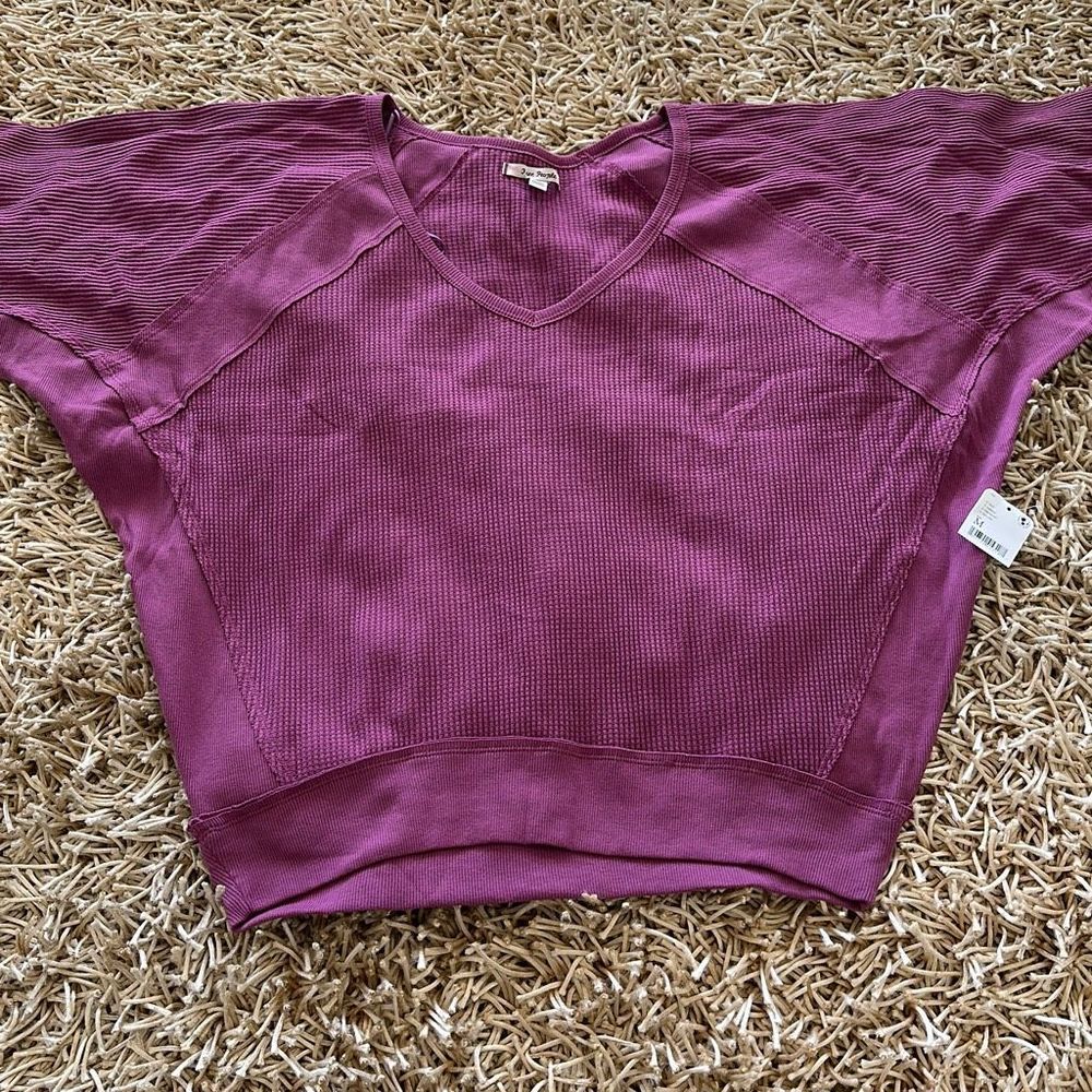 Free People Santa Clara Thermal Mulberry Size M Oversized - Picture 2 of 8